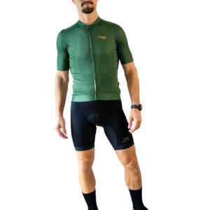 Neht short sleeve cycling jersey. Hunter Green - front view.